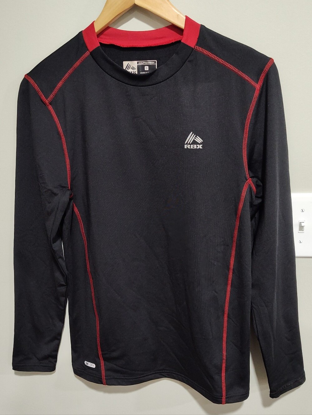 RBX Men's Compression Athletic Wear Shirt Long Sleeve Black, X-Dri, Size Small